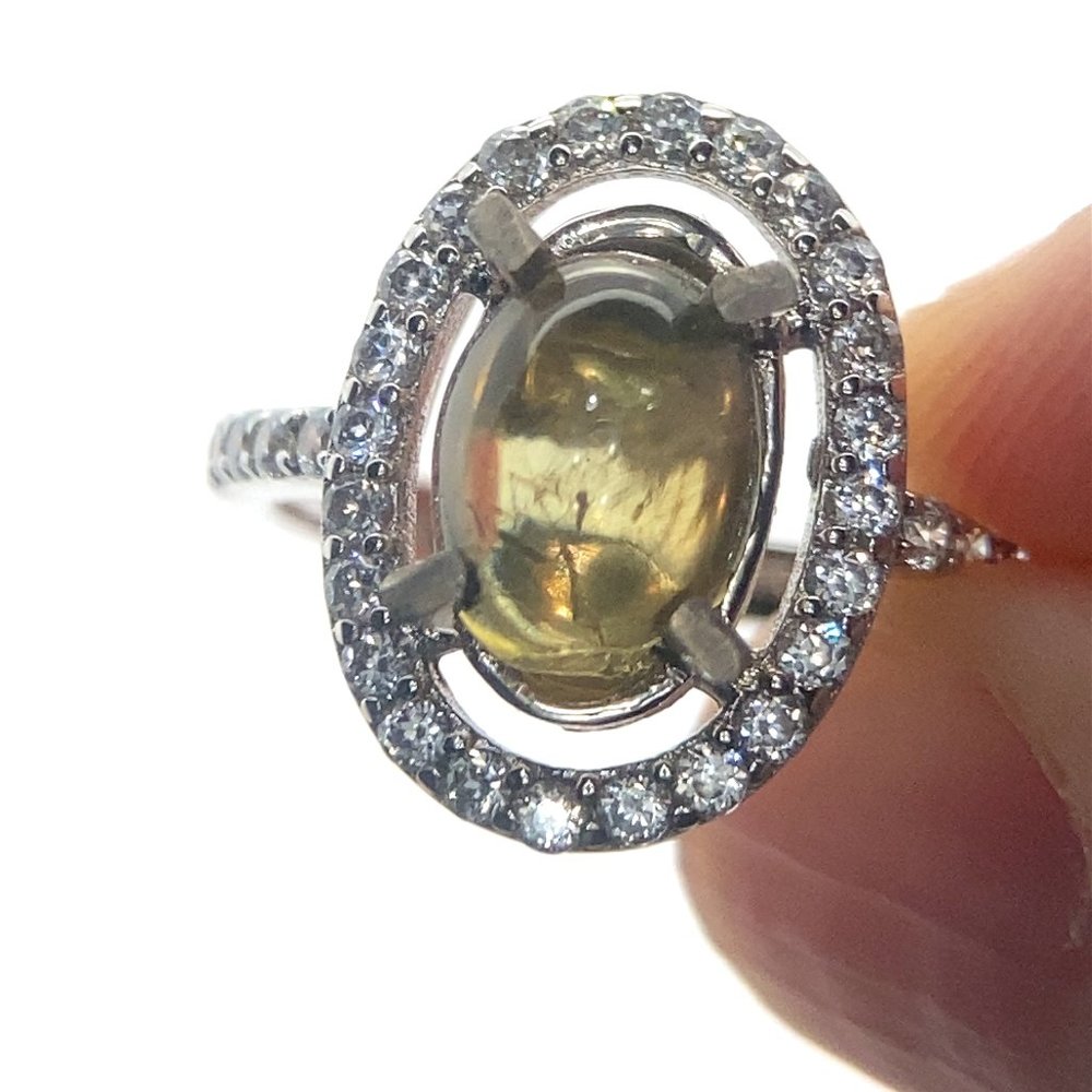 Apatite 2.65ct Platinum Finish Solid 925 Sterling Silver Ring